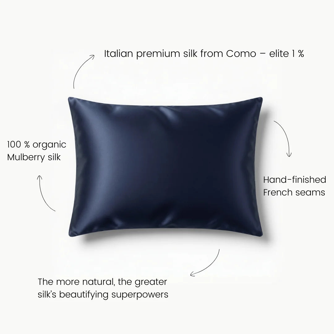 moonchild organic silk pillowcase navy blue