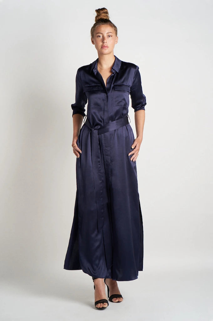 Silk Maxi Shirt DressNiue Night Sky / S Silk Maxi Shirt DressNiue Night Sky / S