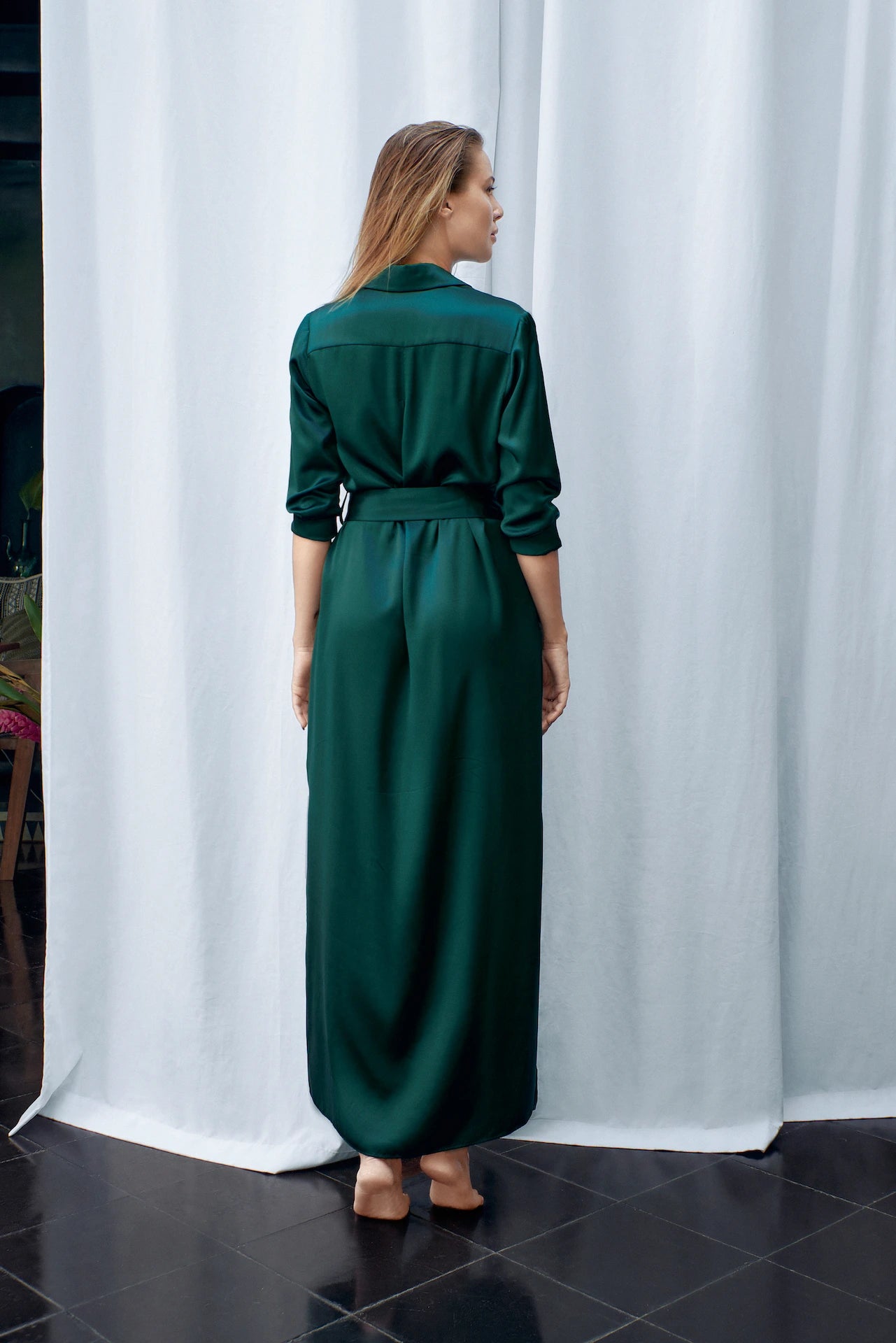 Silk Maxi Shirt Dress Niue Night Sky / S Silk Maxi Shirt Dress Niue Night Sky / S